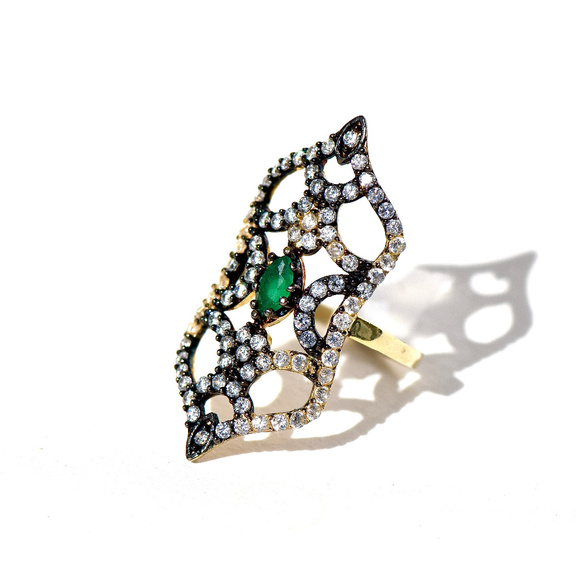 925 Silver cz Statement Cocktail Ring - Picture 1 of 3